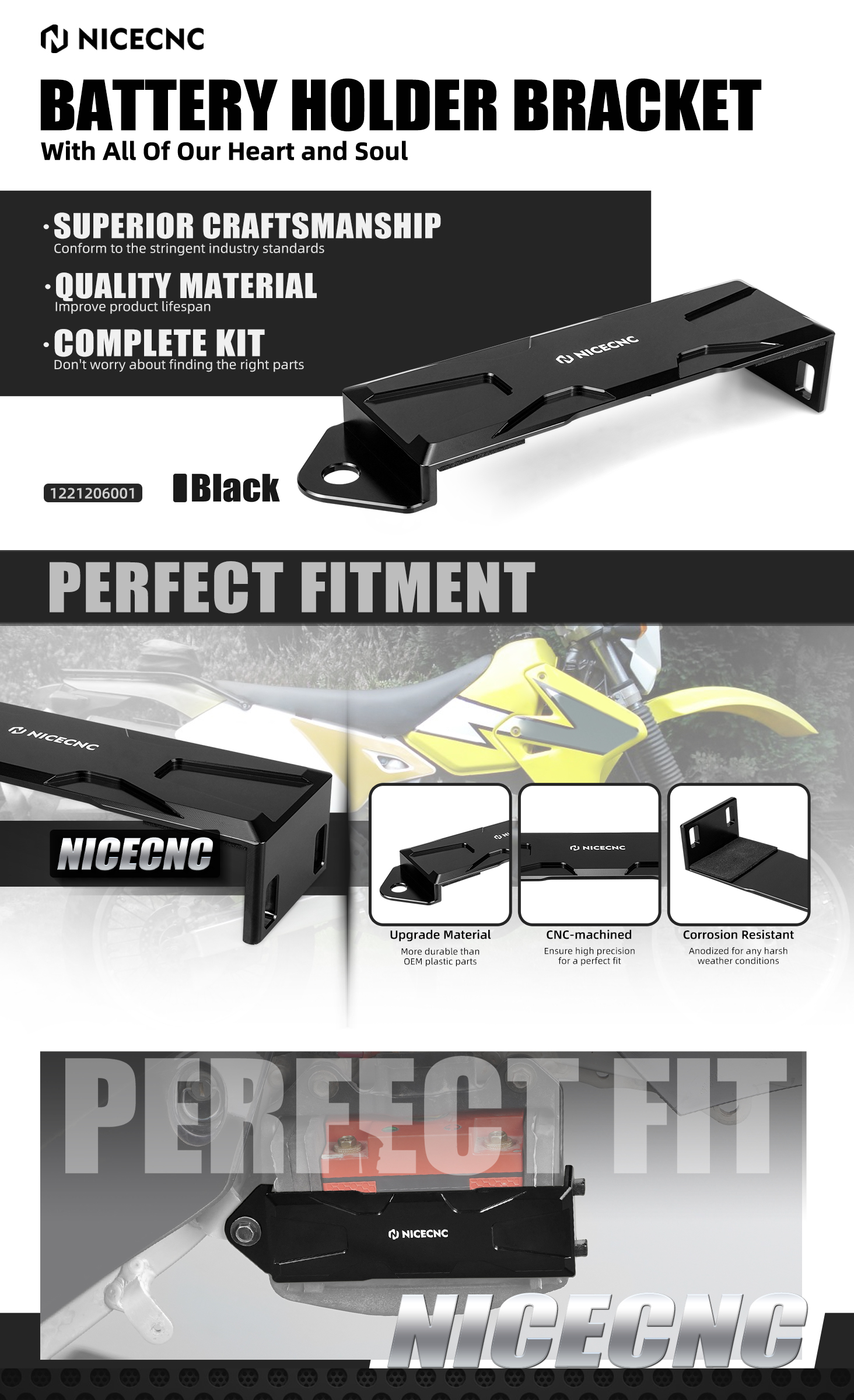 サハラ For Suzuki DRZ400 E S SM 2000-2023 2024 NICECNC Battery Hold Down