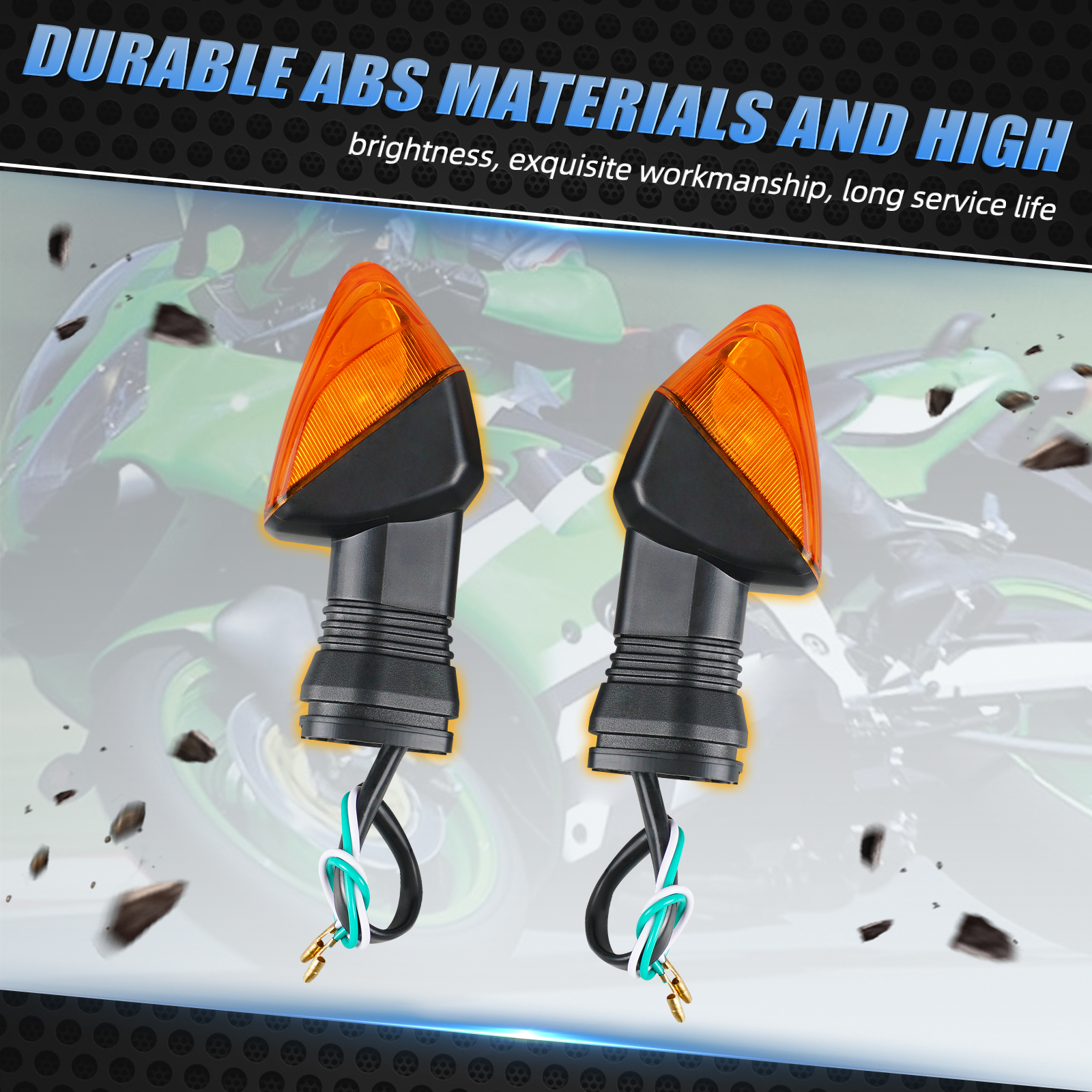 1 Pair Front Rear Turn Signals Light Lens Amber For Kawasaki NINJA