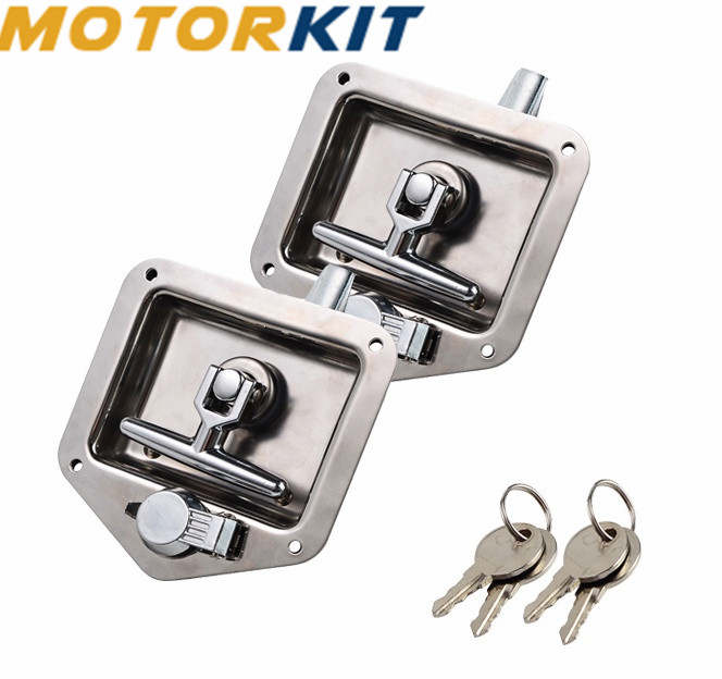 2pcs Trailer Door Latch T Handle Lock Stainless Keys Camper Rv