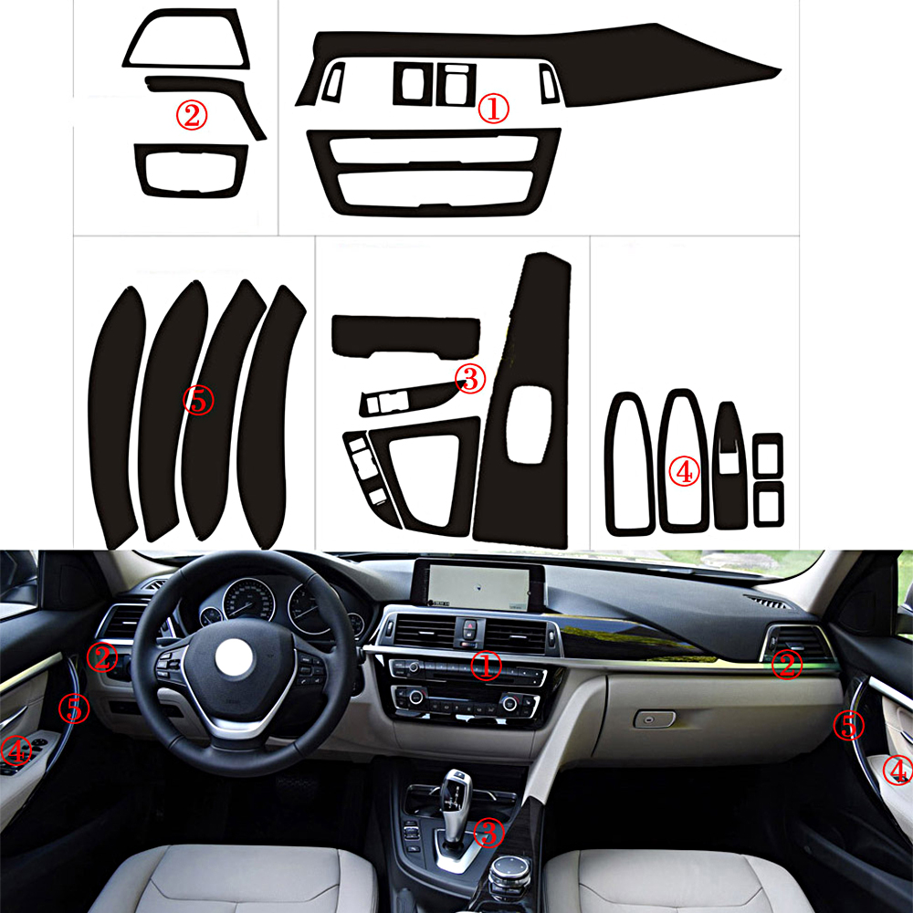 Carbon Fiber Vinyl Interior Decal Sticker Trim Package for BMW 3 Series F30 F31