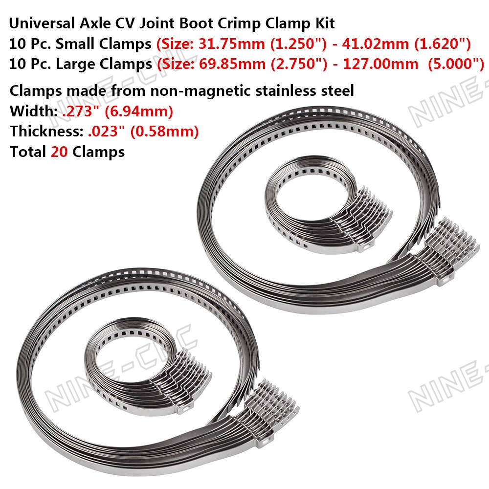 20X UNIVERSAL STAINLESS STEEL CLAMP CLIP SET FOR DRIVESHAFT CV JOINT BOOT KIT